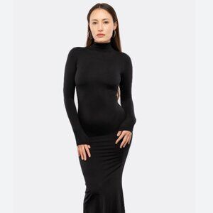 American Apparel Black Mock Neck Long Dress in Size XS.